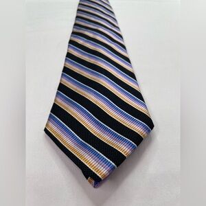 Dion Collection Silk Diagonal Striped Black Tie 4” x 60”